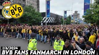 BVB FANS FANMARCH IN LONDON || Borrusia Dortmund vs Real Madrid || final Champions league 1/6/2024