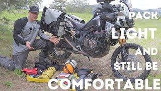 How to pack LIGHT and still be COMFORTABLE on your ADV Motorcycle Trips