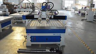 best 4x4 ft cnc router 1212 with double head and 4 axis Rotary made from china starmacnc