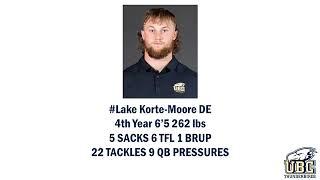 Lake Korte-Moore #44 UBC Football All-Canadian Tape 2022