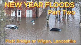 NEW YEAR FLOODS PART 2 - 2025 - Platt Bridge , Wigan Lancashire , drone footage #djidrone #flood