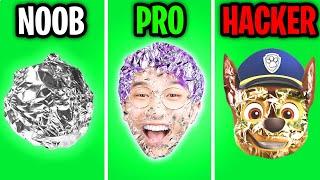 Can We Go NOOB vs PRO vs HACKER In FOIL TURNING 3D!? (ALL LEVELS!)