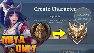 100% WIN RATE FROM WARRIOR TO MYTHIC  SOLO RANK - MIYA ONLY!!   (hardest challenge)