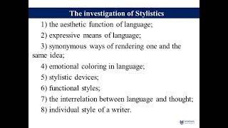 1 1 Stylistics as a branch of linguistic science