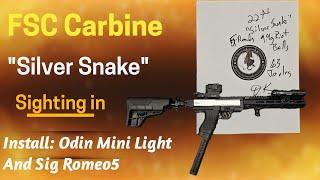 Less Lethal FSC Carbine "Silver Snake" Install of Odin Mini Light/Romeo 5 optic, Sighting in to ship