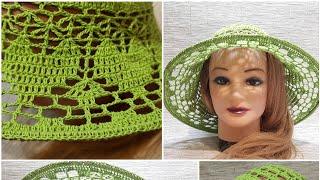 Шляпа на лето крючкомна основе схемы салфетки/summer hat based on napkin pattern