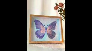 Purple crystal oil painting stick butterfly photo frame gift video tutorial # Content Inspiration S