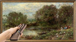 Vintage TV Art Screensaver. 4K Frame TV Hack. 2hr Gold Framed Farmhouse Ducks Landscape Painting.
