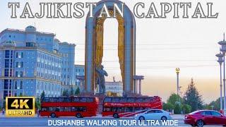 Tajikistan Dushanbe walking  tour | walking in the rain | 4K ultra wide