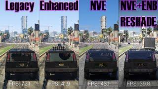 GTA 5 Legacy VS Enhanced VS NVE  VS  NVE + ENB + ReShade Benchmark Comparison