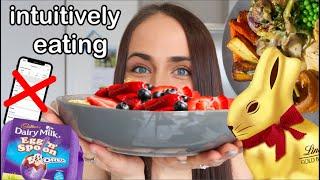 FULL DAY OF INTUITIVE EATING (gf & veggie) I Easter Sunday vlog - no macro tracking + home workout