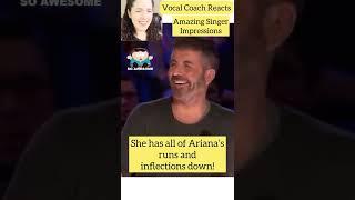 Opera Singer Sings like Ariana Grande and ??! Vocal Coach Reacts  #shorts  #AmericasGotTalent