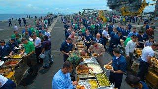 Inside US Navy's EPIC Steel Beach Picnic on an Aircraft Carrier at Sea