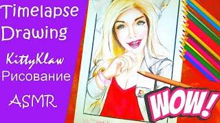 [FaberCastell]ASMR KittyKlaw - Angelina Lin | White Fury | Мой рисунок | Speed Drawing