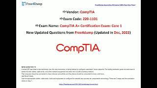 [Dec, 2022] Free4dump 220-1101 PDF Dumps and 220-1101 Exam Questions (73-88)