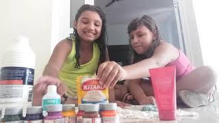 Fazendo slime com minha amiga