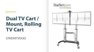 Adjustable Mobile TV Cart for 37-60in VESA TVs - STNDMTVDUO | Product Video