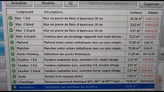 Exemple de critères retenus dans un DPE pour obtenir la note énergétique d'un logement.