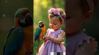 Beautiful baby and Parrot  #ai #aiart #babytiktok #cutebaby