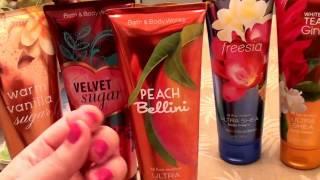 BATH & BODY WORKS WARM VANILLA SUGAR,VELVET SUGAR,PEACH BELLINI, FREESIA,WHITE TEA GINGER