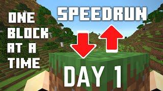 BEATING ONE BLOCK AT A TIME - Minecraft April Fools SPEEDRUN - Day 1