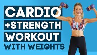 30 Min Total Body Cardio + Strength Workout With Weights (BOOST YOUR METABOLISM!)