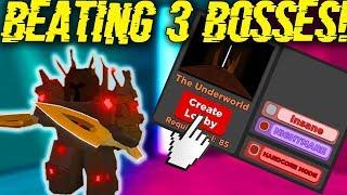 DEFEATING ALL *3* NEW BOSSES IN *HARDCORE* IN THE UNDERWORLD! (ROBLOX DUNGEON QUEST)