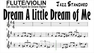 Dream a Little Dream of Me Flute Violin Sheet Music Backing Track Play Along Partitura