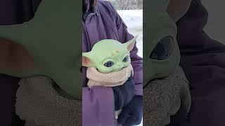 Mandlorian bless Baby Yoda in coldest city in the world  #cosplay #starwars #mandalorian