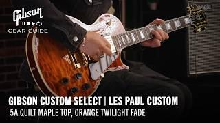 NEW Gibson Custom Select Les Paul Custom, 5A Quilt Maple Top Orange Twilight Fade