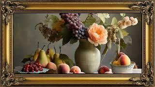 4K Vintage Frame TV Screensaver: Lush Floral Arrangement in Renaissance Style