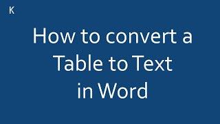 MS Word - How to convert a table to text with a single click