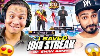 First Time I Saved 1013 Streak Of Biggest Youtuber  Garena Free Fire