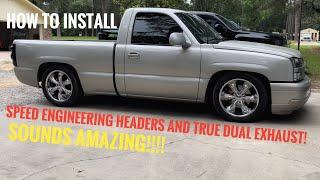 SPEED ENGINEERING 1 7/8” Long Tube Headers True Dual X Pipe Chevy Silverado Installation on 5.3 V8‼️