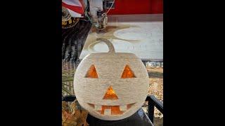 Cutting a 3D Stone Pumpkin  with a CNC Sawjet