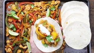 Sheet Pan Chicken Fajitas {Oven Baked!}