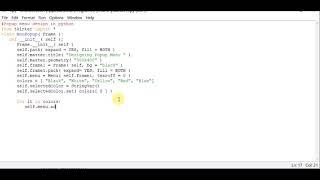Popup menu design in python