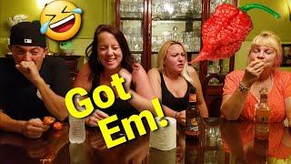 pranked my sister into eating a carolina reaper!