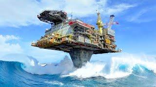 BIGGEST Offshore Oil Rig SHAKES by MONSTER WAVES – What Happens Inside?