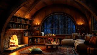 Soft Jazz Music in Cozy Reading Nook Ambience  Autumn Rain and Rain Sounds to Chill Out