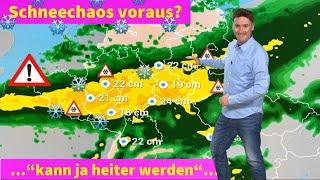 DAS ist die Schneefront - regional Verkehrschaos durch "brisante Wetterlage". Sturm und Eisregen.