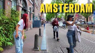 Erkundung der zentralen Straßen von Amsterdam 4K Wanderung 2024