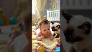 Adorable Moments: Baby and Kitten Adventures! #ai #baby #cat #cute