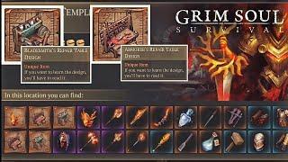 Grim Soul _ Forgotten Temple ( Normal Mode )  _ Bladesmiths & armoresmiths repair table design.