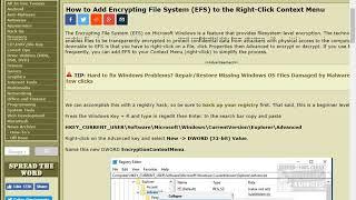 How to Add Encrypting File System EFS to the Right Click Context Menu