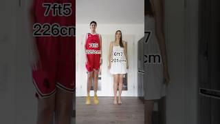 Standing next to 7ft5 (226cm) tall Zhang Ziyu (U18Basketball player). #tallwoman #tallteenager