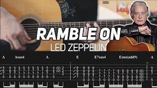 Led Zeppelin - Ramble On (Acoustic Guitar lesson with TAB)