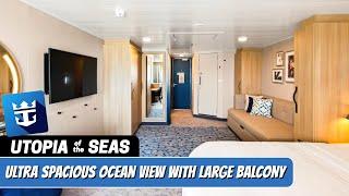 Utopia of the Seas | Ultra Spacious Ocean View Balcony Walkthrough Tour | Royal Caribbean | 2024