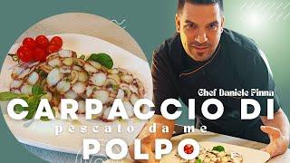 The recipe for freshly caught octopus carpaccio by chef Daniele Pinna is fresh and tasty