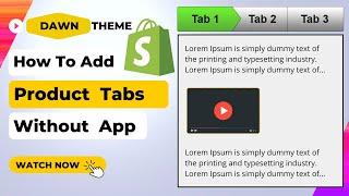 How do I Add Product Page Tabs to Shopify? Dawn Theme Without App | Fully Responsive